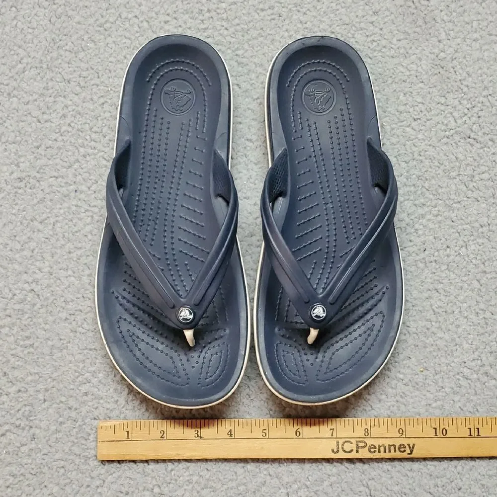 CROCS Men's Dark Blue Flip Flops Size 8